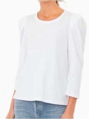 Pomander Place white puff 3/4 sleeve top Tuckernuck Cotton Women’s Size S